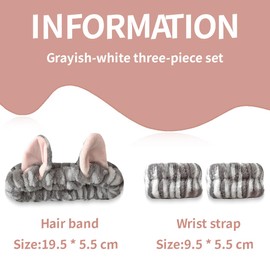 NJCXOLA Spa Headband for Washing Face Wristband Set with 2 Wrist Straps Sponge Soft Terry Cloth Makeup Skin Care Non-Slip Headband for Women