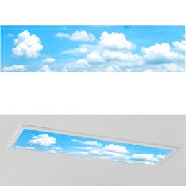 Wowangce 1 Pc 1 x 4 Feet Fluorescent Covers for Ceiling Lights Magnetic Ceiling Light Cover with 8 Magnets for School Classroom Home Office Drop Lamp Decor (Cloud Style)