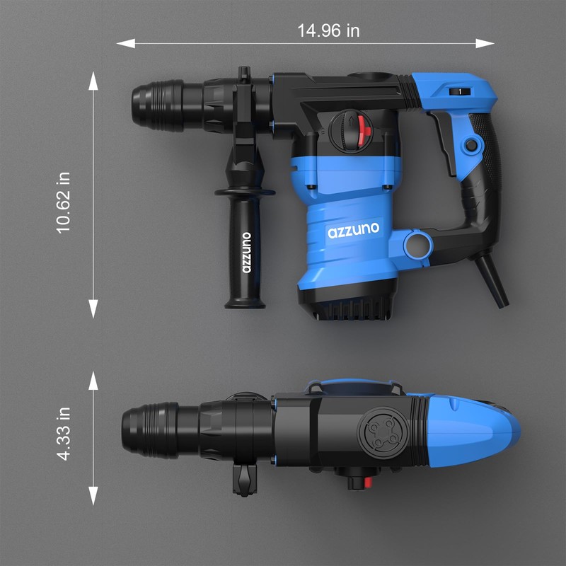 AZZUNO 1-1/4" SDS-Plus 15Amp Heavy Duty Rotary Hammer Drill, 4