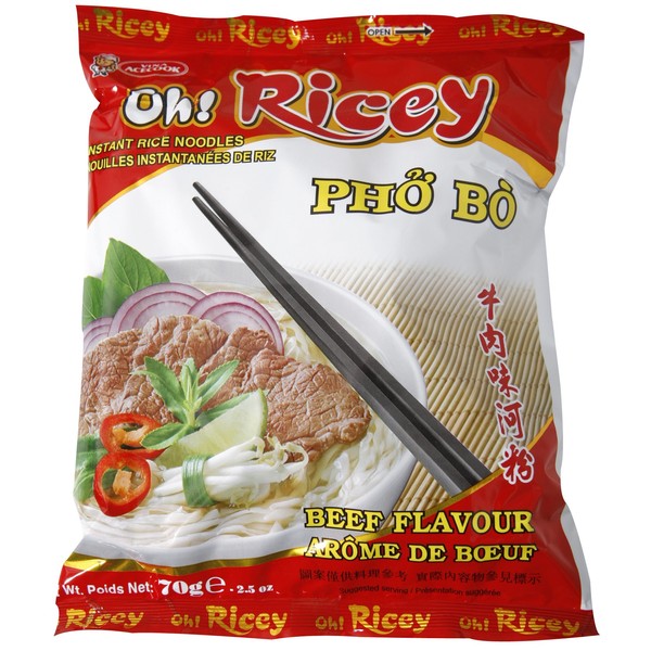Oh! Ricey Instant Rice Noodle Pho Bo Soup (Beef Flavor) - 2.5oz (Case of 24)
