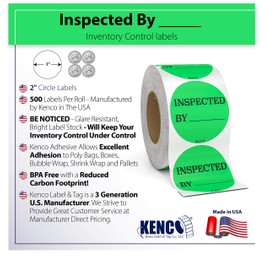Kenco 2" Circle Inventory Control Stickers for Shipping and Inventory - 500 Permanent Adhesive Labels Per Roll Made in The USA (Inspected by, 12 Pack)