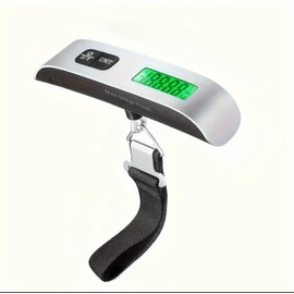 Digital Luggage Scale with LCD Display, 50kg Capacity, Handheld Baggage Weighing Scale, Temperature Sensor