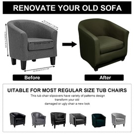 Lydevo Armchair Covers, Club Chair, Stretch Armchair Cover, Tub Chair Cover, Couch Cover, Elastic Non-Slip Club Armchair Throws, Cover for Lounge Chair, Grey Green