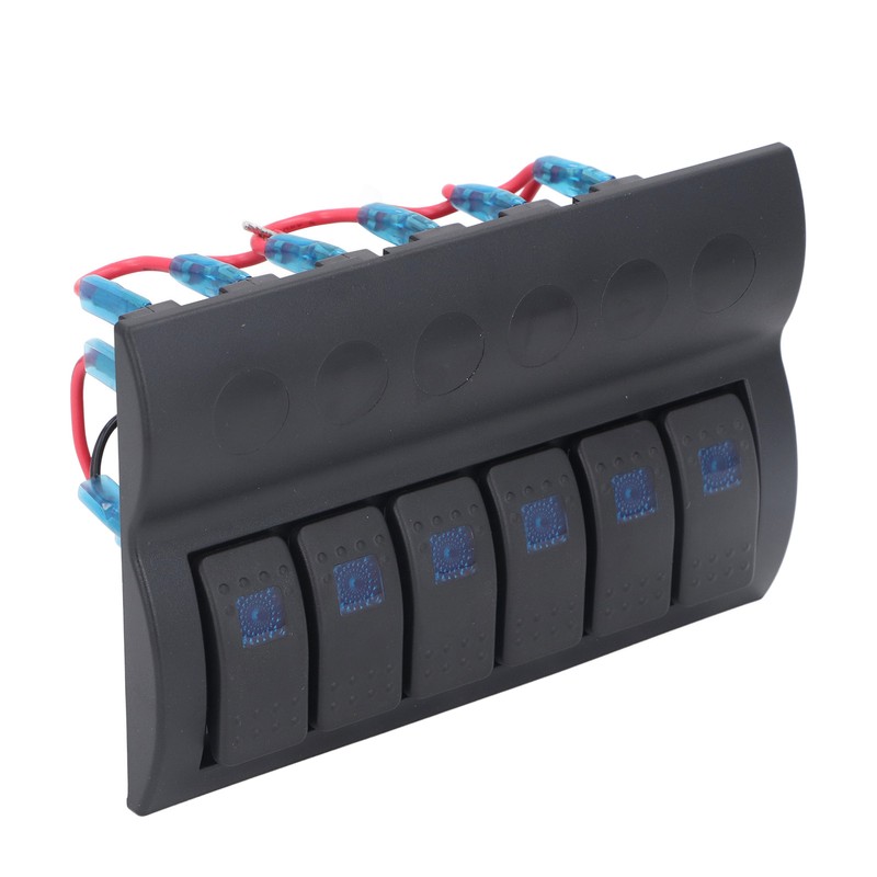 Electrical Switch Panel 6 Gang Pre Wired Blue LED Switch