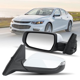 MOFOAP Driver Side View Mirror Compatible with 2016 2017 2018 2019 2020 2021 2022 Malibu LT Hybrid,Mirrors With Heated Turn Signal,7-Pins OE-GM1320539(White)