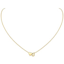 ChicSilver J Necklace Gold Heart Necklace Trendy Cute 14K Gold Tiny Initial Necklaces for Women