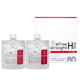 Hair Straightening Starter Set Hair Straightening Agent, Front and Rear Treatment Agent, Pre-treatment Agent, Post-treatment Agent, Hair Coloring, Perm Treatment (Refine, Straight H Plus, Each 80g)