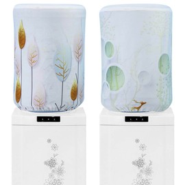 2 Pack Water Dispenser Barrel Covers Reusable Furniture Standard Cover High Stretchy Fabric Water Dispenser Bucket Dust Proof Cover for 5 Gallon Water Cooler(Marble Leaves+Marble Deer)