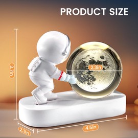 KHOCOEE Crystal Ball 3D Moon Lamp, Astronaut Crystal Moon Night Light, Crystal Ball with Astronaut & LED Light Base Birthday Gift for Teens Boys and Girls