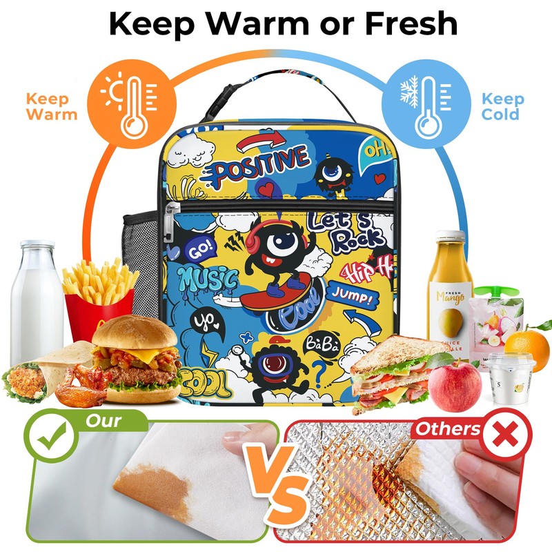 Clastyle Monster Insulated Kids Lunch Bag Large Thermal Cooler Bag