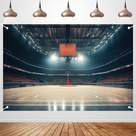 Basketball Spotlight Court Scene Photography Backdrop Banner - Studio Shooting Background, Sports Party Decor, Event Backdrop Wall 72x43 Inch