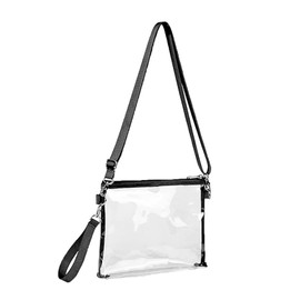 Transparent Shoulder Bag, PVC Transparent Bag, Women's Crossbody Shoulder Bag, Waterproof Sling Bag with Adjustable Strap for Concerts, Shopping, Travel, Sports Events, Black (black B)