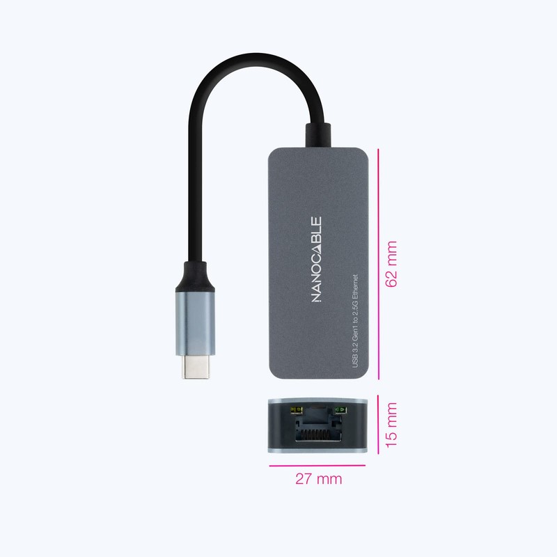 Nanocable 10.03.0410 - USB-C 3.2 GEN1 to Ethernet 2.5G Converter,