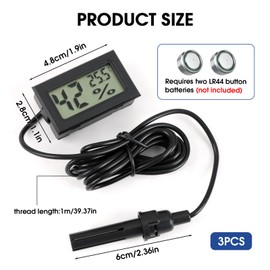 teasteam Digital Thermometer Hygrometer 3 Pack Mini Humidity Meter Reptile Thermometer for Accurate Humidity & Temperature for Reptiles Thermostat Terrarium Incubator Aquarium Office and Living Room