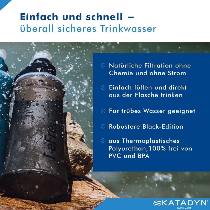Katadyn BeFree AC 1.0L Black - Robust Water Filter for