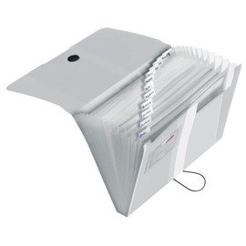 Herlitz 11277936 Fächermappe, Polypropylen-Folie, mit 12 dehnbaren Fächern, transprant farblos
