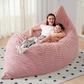 HABUTWAY 4-in-1 Bean Bag Chair, Convertible Chair with High-Density Memory Foam Filling & Machine Washable Cover, Giant Bean Bag Chair for Adults (Pink)