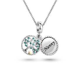 KunBead Nanny Family Tree of Life 18 inch Birthday Charm Pendant Necklace for Women Gift from Granddaughter Grandson