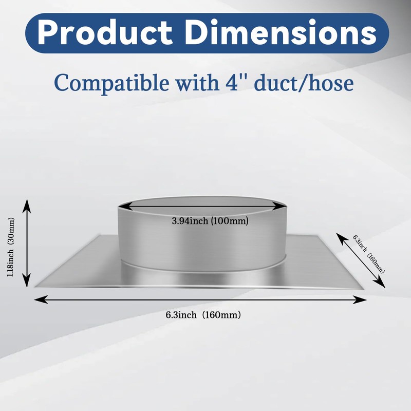 4 inch Duct Flange, Duct Connector Flange with Square Spigot