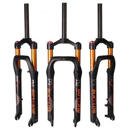 BUCKLOS 26 x 4.0 inch Fat Bike Tire Air Suspension Fork 120mm Travel, Spacing Hub 135mm 28.6mm Straight Tube Crown Lockout 9mm QR Ultralight Front Forks, fit Snow Beach Mountain Bike