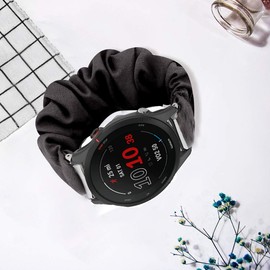 Compatible for Garmin Forerunner 255 Band, Lamshaw Fabric Elastic Scrunchie Elastic Women Cute Replacement Straps Compatible for Garmin 255 46mm,255S 41mm Smartwatch (41mm case Forerunner 255S, Black)