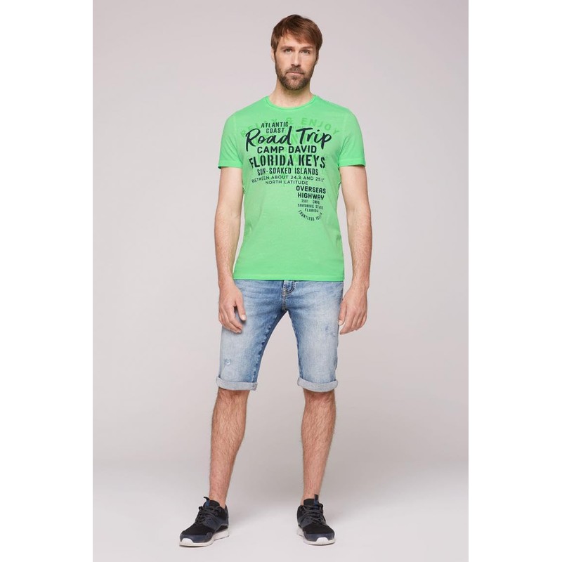 Camp David Mens Puff-Print Electric Green M T-Shirt, Green