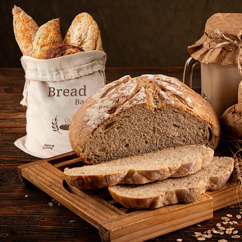 2 Piece Bread Bags, Drawstring Bags, Food Storage Bags, Portable