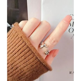 Mom Daughter Elephant Ring Sterling Silver Plated Mama and Baby Elephants Engraved I Love You Forever Statement Family 2 Elephants Unique Adjustable Open Rings Meaningful Gifts for Women Girls