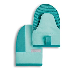 KitchenAid Beacon Two-Tone Mini Oven Mitt 2-Pack Set, Aqua Sky, 5.5"x8"