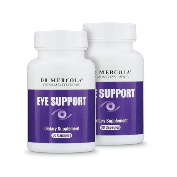 Dr. Mercola Eye Support - 30 Capsules - 2 Bottles - Lutein, Astaxanthin, Black Currant, Zeaxanthin - Top Antioxidant Support for Eyesight + Eye Health - Natural Source of Carotenoids