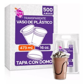 Desechables 500 Vasos Desechables De Plástico Con Tapa Tipo Domo 16 Oz