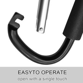 Stroller Hooks Carabiner Clip with Sponge - D Shape Large Buggy Pram Pushchair Stroller Clip Multi Purpose Snap Accessories Bag Holder Hook for Mommy Walking or Shopping 16cm(6.3") Black - 2Pcs