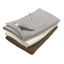 Imabari Towel Bath Towel, Set of 3, Waffle Towel, 23.6 x 49.2 inches (60 x 125 cm), 100% Cotton, Water Absorbent, Quick Drying, Made in Japan (3 Color Sets)