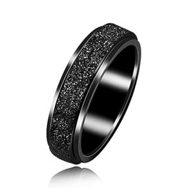 Uloveido 6mm Black Stainless Steel Wedding Promise Band Spinner Fidget Rings Anxiety Relief Items for Men Boy Y2179-UK (Size N1/2)