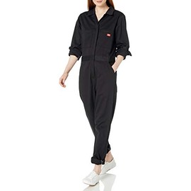 Dickies Women's Long Sleeve Cotton Twill Work Overalls, black