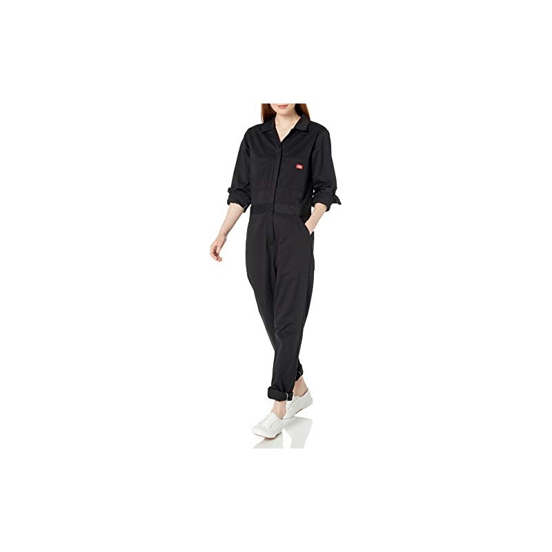 Dickies Women's Long Sleeve Cotton Twill Work Overalls, black