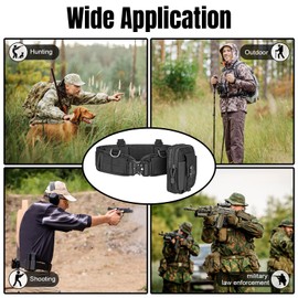 Tactical Battle Belt Set - Slim Airsoft Molle Belt with Metal Quick-Release Buckle, Includes Tactical Molle Pouch - Black