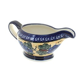 Blue Rose Polish Pottery Grapes Gravy Boat