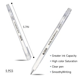 White Gel Pen Set,5 Pcs 1mm White Ink Pens for Black Paper, Sketching, Drawing, Highlighting, and Writing,Fine Liner for Art, Adult Coloring Books, and Note-Taking