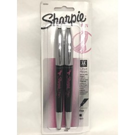 Sharpie Pen "City of Hope" Fine, Black Ink, Smear Resistant, 2 Pack (1800066)