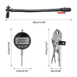 HFS(R) Disc and Rotor/Ball Joint Gage Set 0-1" Digital Dial Indicator 360° Flexible Stem Holder Locking Plier Automotive Measurement Tool