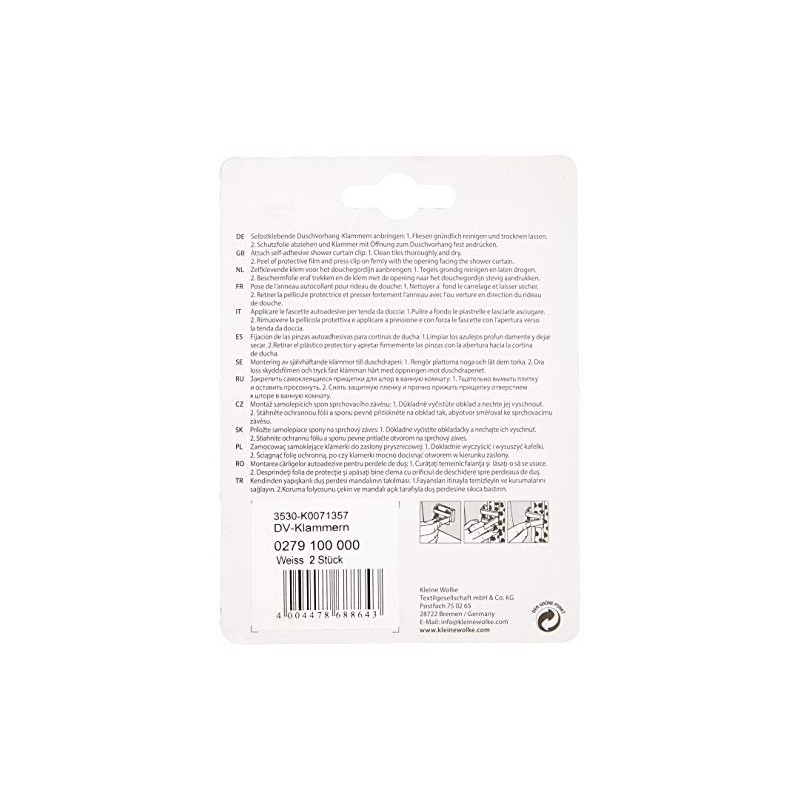 Kleine Wolke Curtains Clips 2 pcs in White, 15 x