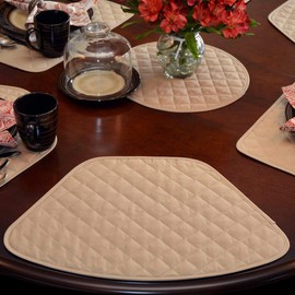 Sweet Pea Linens Solid Khaki Tan Quilted Wedge-Shaped Placemats - Set of Two