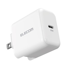 Elecom ACDC-PD2130WH USB Outlet Charger, 30W (USB PD Compatible), USB-C x 1, Swing Plug, White (iPhone 16 Compatible)