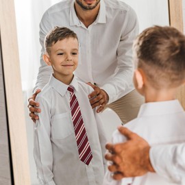 Luckyvestir Boys Tie Pre Tied Kids Tie, Adjustable Zipper Tie for Boy Striped School Tie for Graduation Wedding Casual (red stripe)