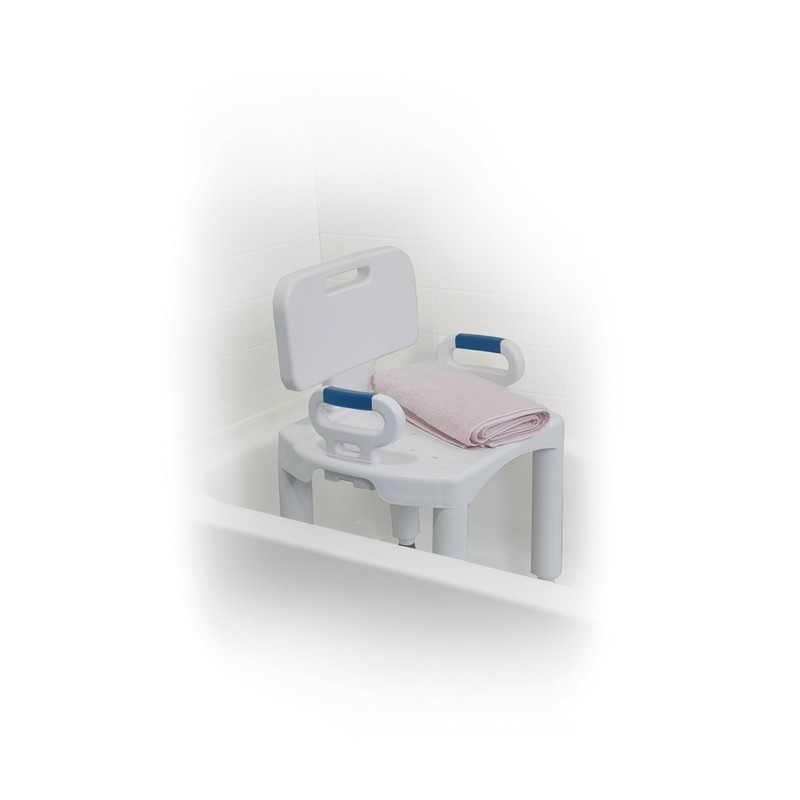 Drive Medical Bathroom Bench with Back & Arms - Adjustable