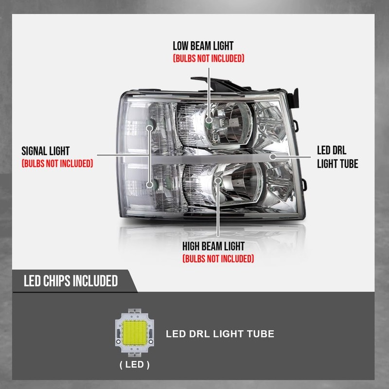 ALLGOOD LED DRL Headlight Assembly Front Headlamp Compatible with 2007-2013