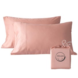ZENLUSSO Pillowcases 100% Viscose Made from Bamboo Pillow Cases, Cooling, Luxuriously Soft, Envelope Closure, 300 Thread Count (Rose Pink, King)