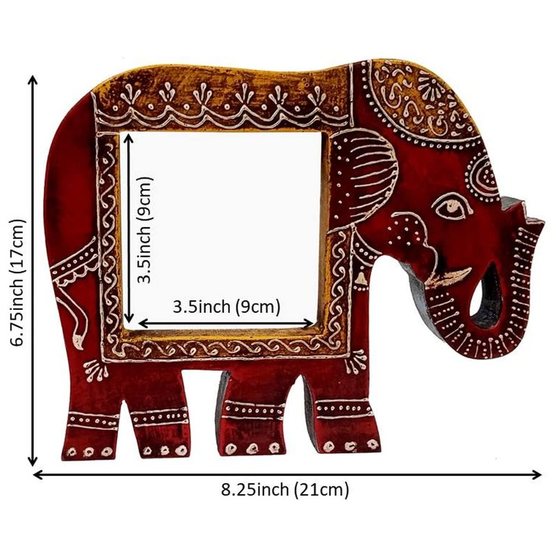 Purpledip Artistic Photoframe Wooden Elephant Shaped for 4x4 inch photo