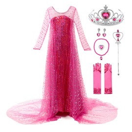 JerrisApparel Girls Princess Costume Birthday Party Christmas Fancy Dress up (3T, Hot Pink with Accessories)